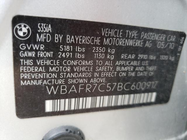 Photo 10 from auction – 2011 BMW 535 I with VIN WBAFR7C57BC600917