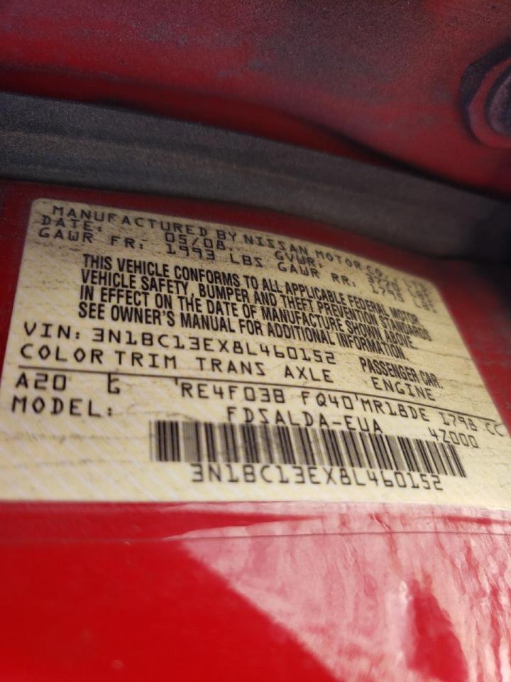 Photo 10 from auction – 2008 NISSAN VERSA S with VIN 3N1BC13EX8L460152