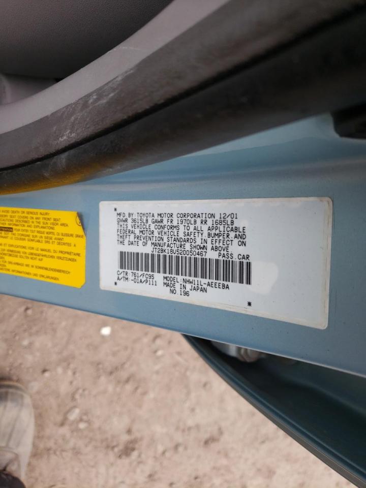 Photo 10 from auction – 2002 TOYOTA PRIUS with VIN JT2BK18U520050467
