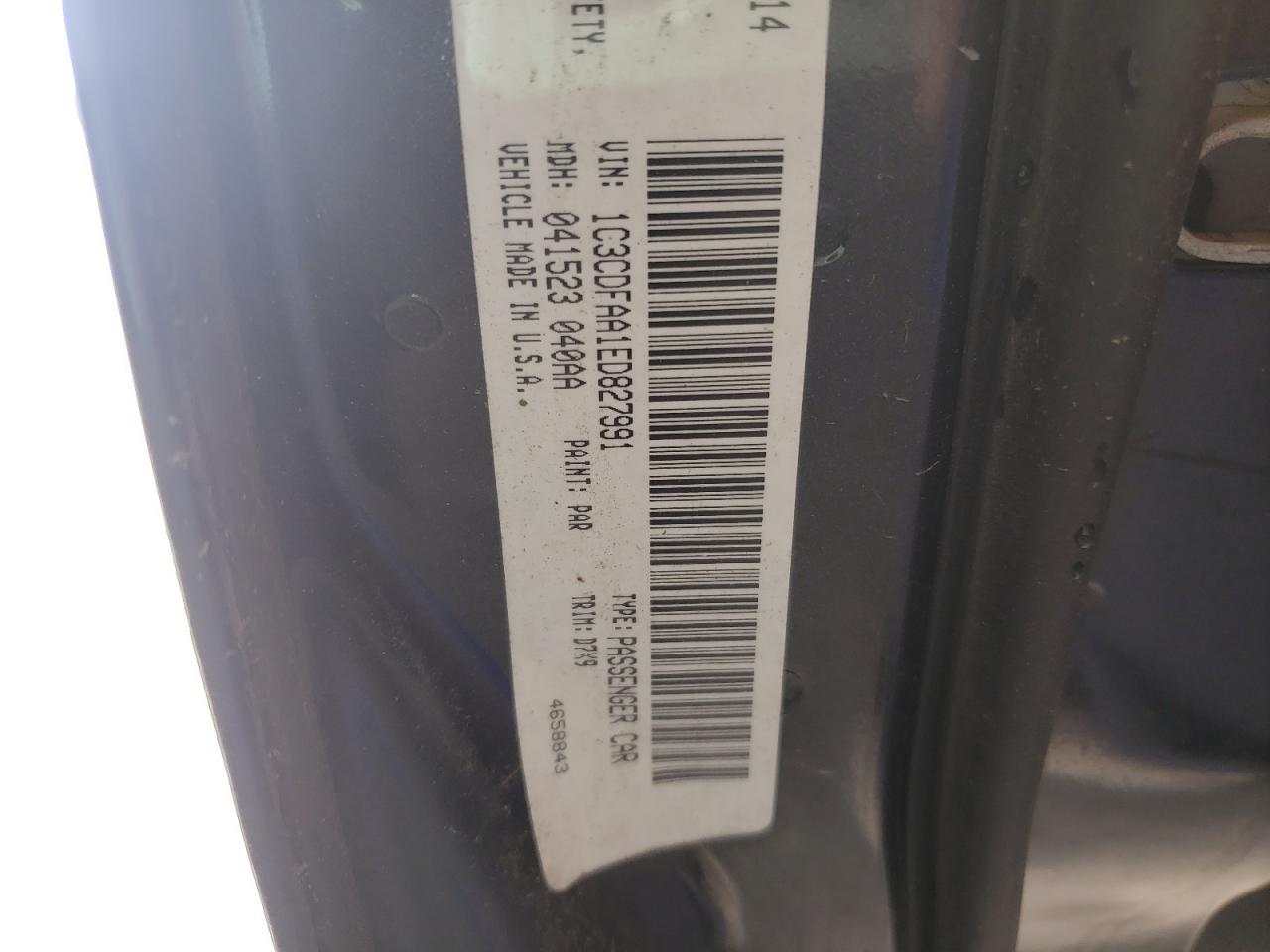 Photo 10 from auction – 2014 DODGE DART SE with VIN 1C3CDFAA1ED827991