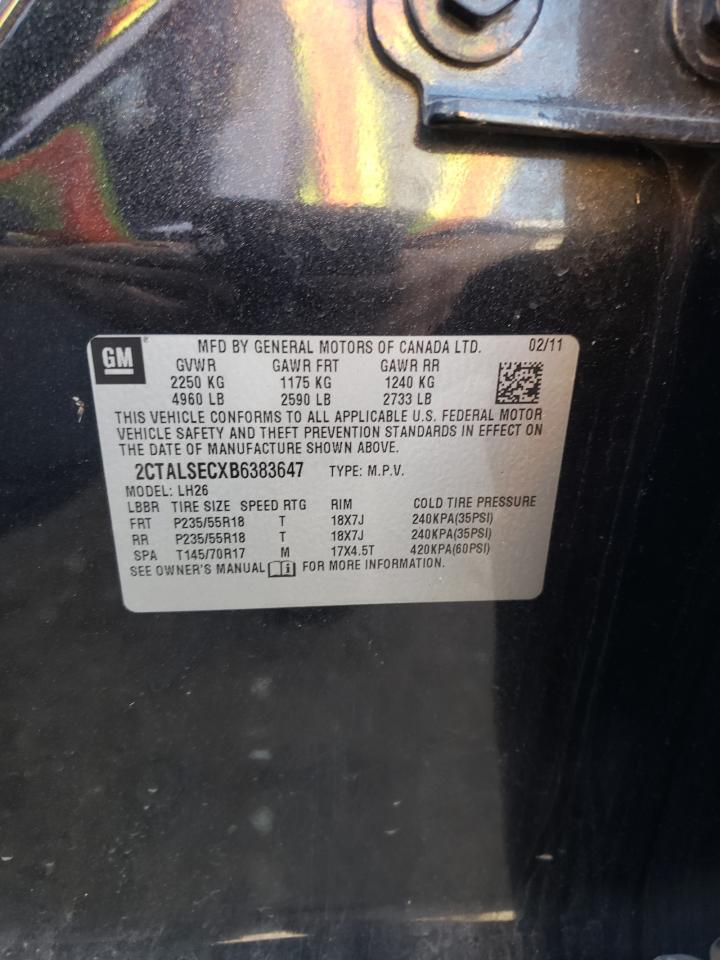 Photo 10 from auction – 2011 GMC TERRAIN SL with VIN 2CTALSECXB6383647