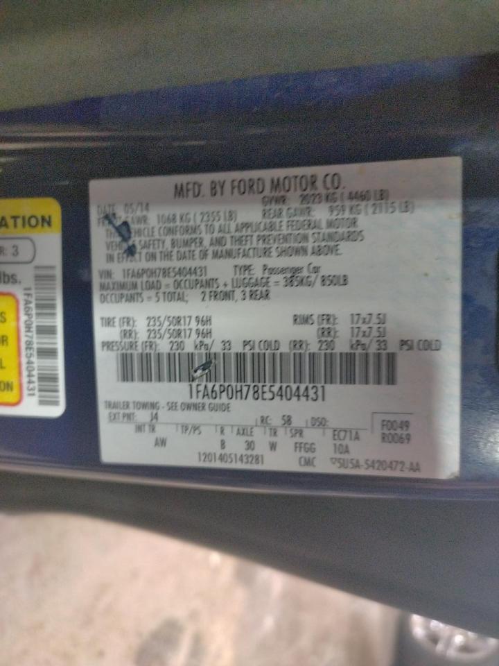 Photo 10 from auction – 2014 FORD FUSION SE with VIN 1FA6P0H78E5404431