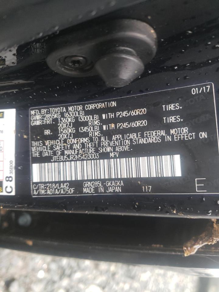 Photo 10 from auction – 2017 TOYOTA 4RUNNER SR with VIN JTEBU5JR2H5423003