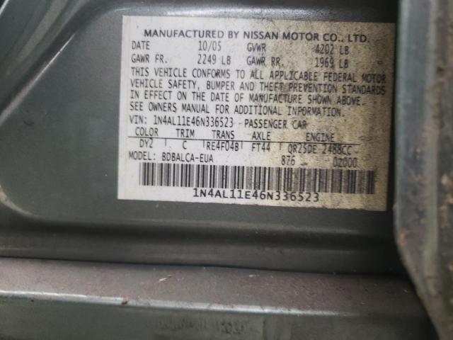 Photo 10 from auction – 2006 NISSAN ALTIMA S with VIN 1N4AL11E46N336523
