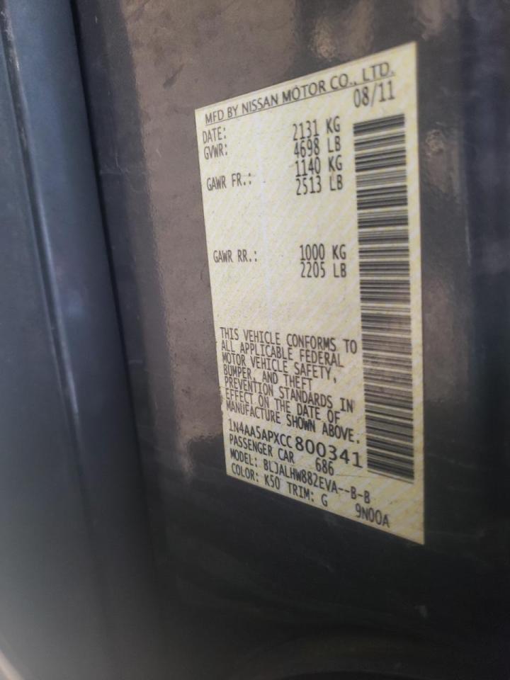 Фото 10 с аукциона – 2012 NISSAN MAXIMA S с VIN 1N4AA5APXCC800341