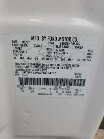 Photo 10 from auction – 2007 FORD F150 with VIN 1FTRF12W57KD54110