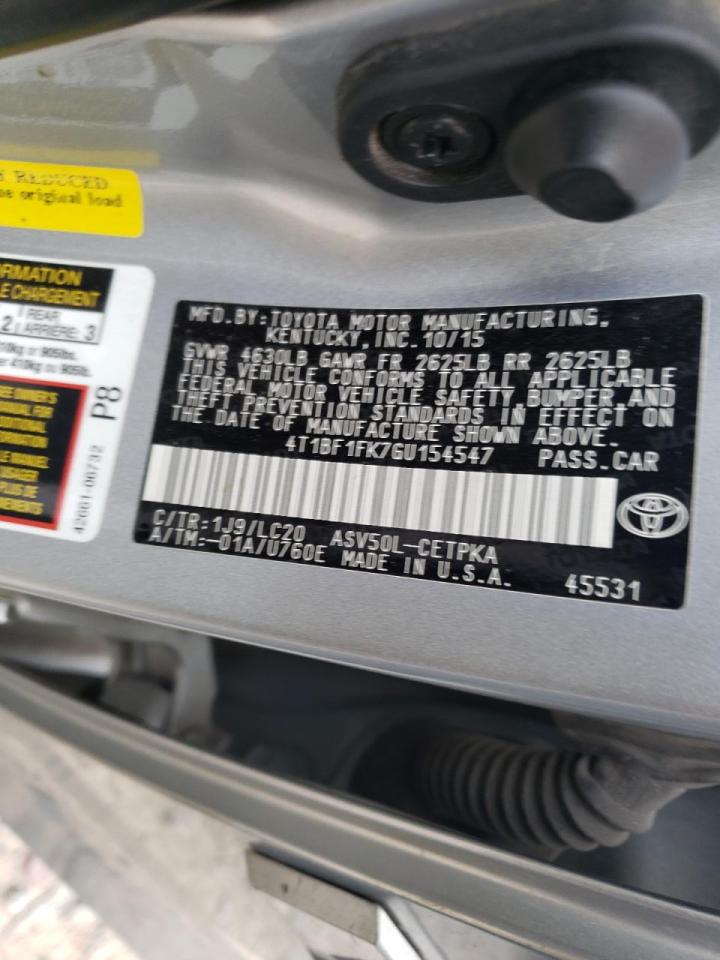 Photo 10 from auction – 2016 TOYOTA CAMRY LE with VIN 4T1BF1FK7GU154547