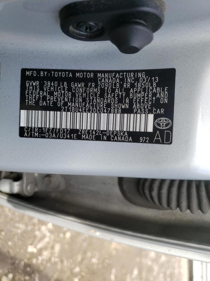 Photo 10 from auction – 2013 TOYOTA COROLLA BA with VIN 2T1BU4EE2DC047888