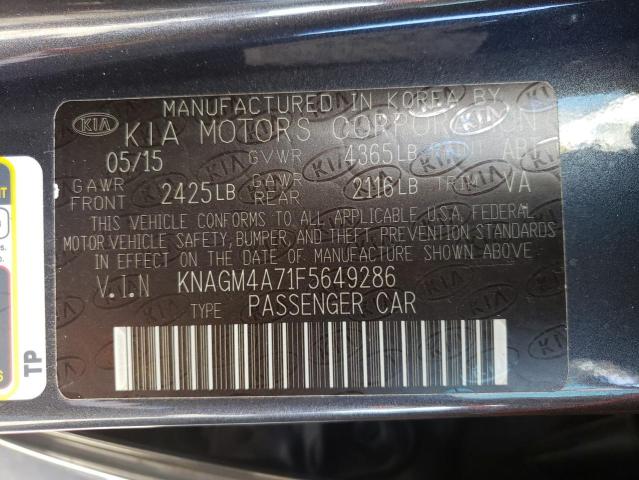 KIA OPTIMA LX 2015 with VIN KNAGM4A71F5649286 - Photo from auction