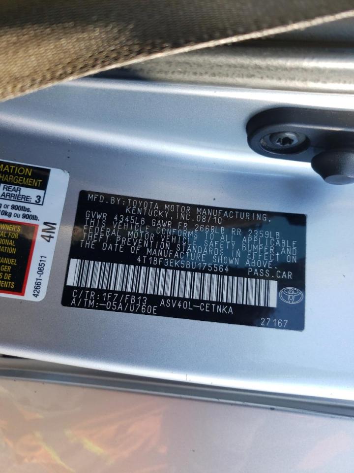 Photo 10 from auction – 2011 TOYOTA CAMRY BASE with VIN 4T1BF3EK5BU175564