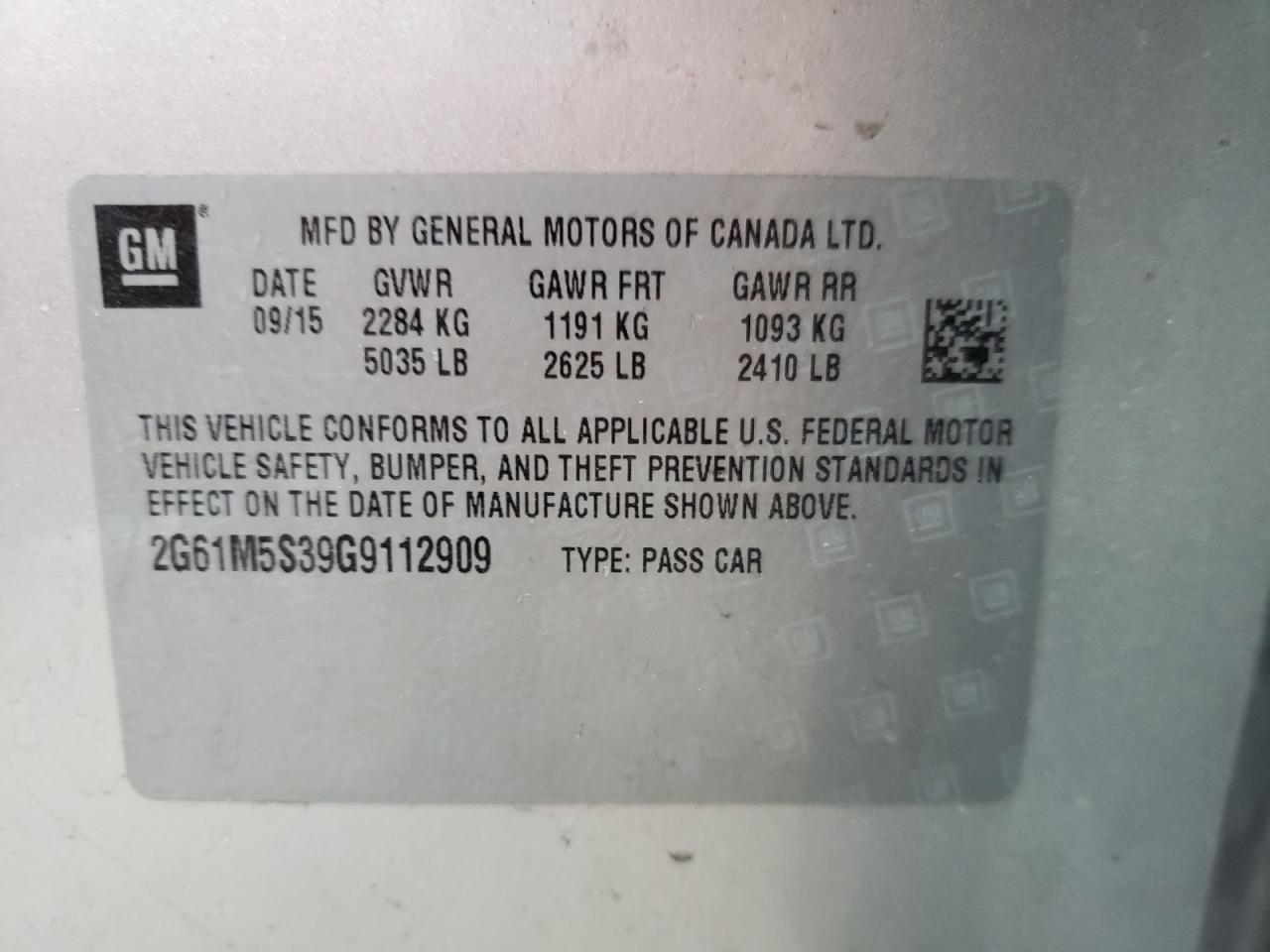 Photo 10 from auction – 2016 CADILLAC XTS LUXURY with VIN 2G61M5S39G9112909