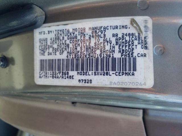 Photo 10 from auction – 1997 TOYOTA CAMRY CE with VIN 4T1BF22K7VU024969