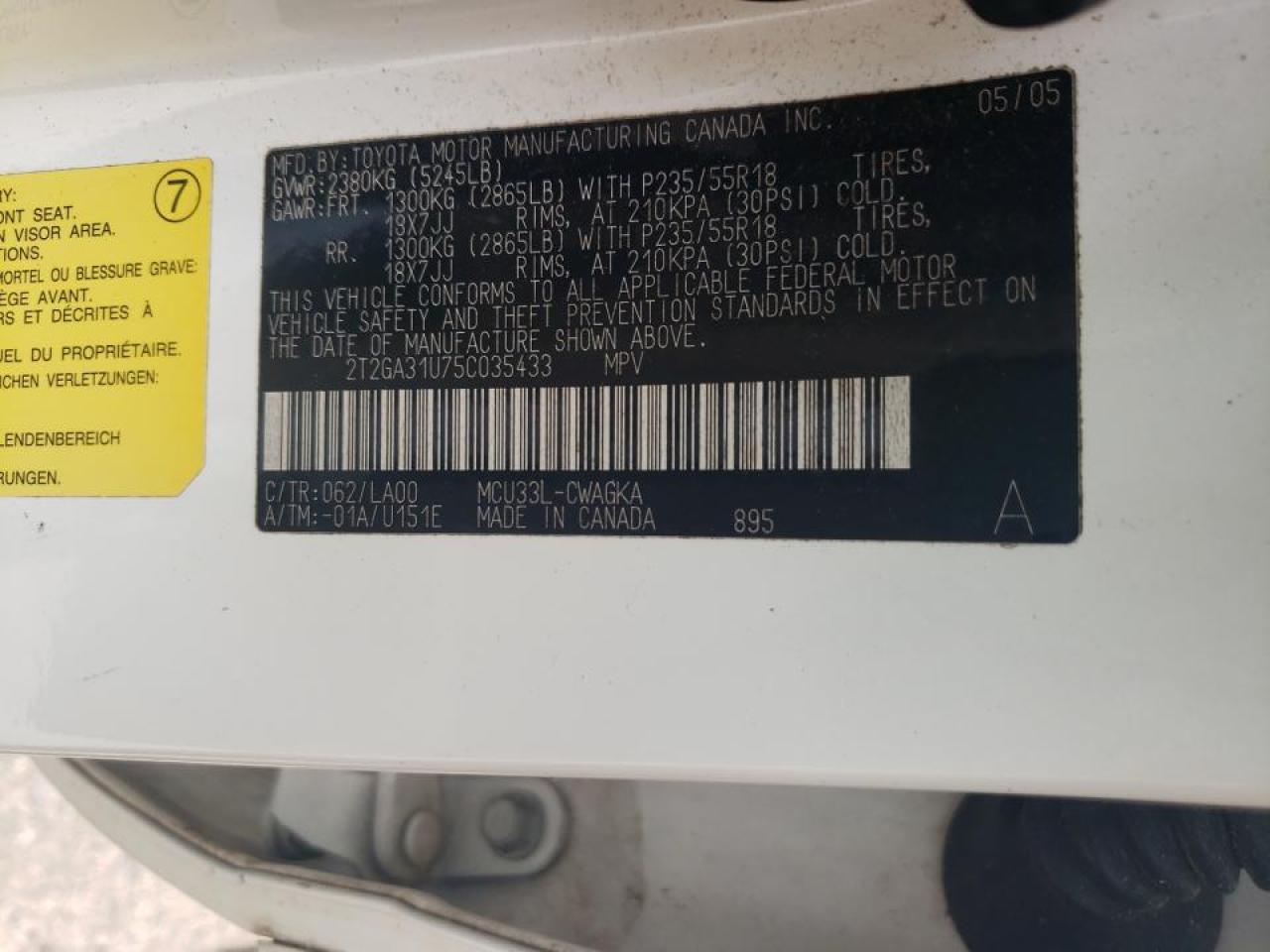Photo 10 from auction – 2005 LEXUS RX 330 with VIN 2T2GA31U75C035433