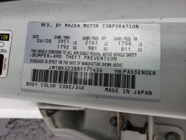 Photo 10 from auction – 2008 MAZDA 3 S with VIN JM1BK323881175436