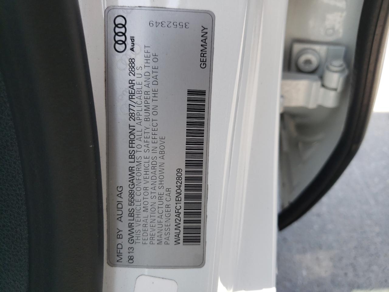 Photo 10 from auction – 2014 AUDI S7 PREMIUM with VIN WAUW2AFC1EN042809