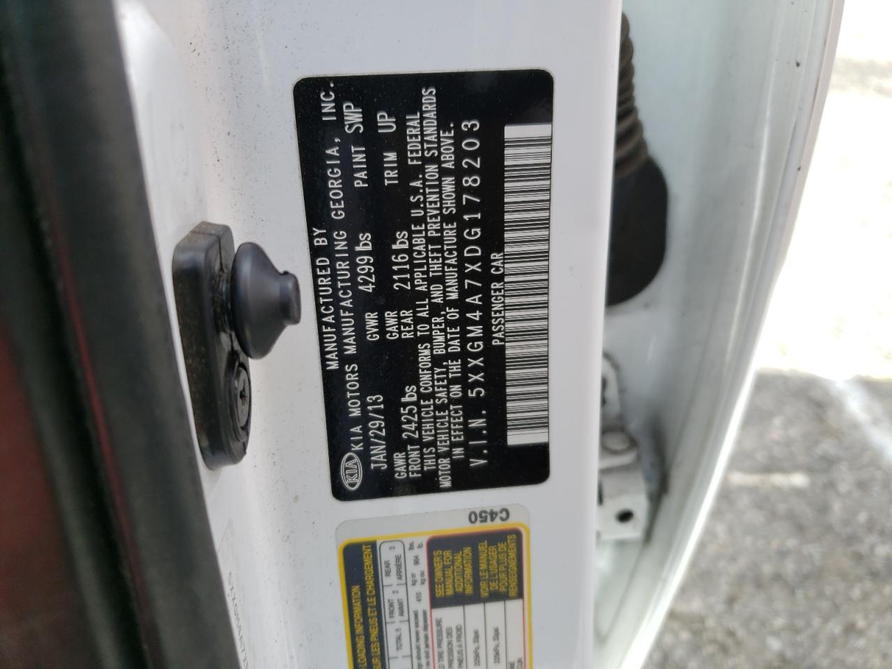 Photo 10 from auction – 2013 KIA OPTIMA LX with VIN 5XXGM4A7XDG178203