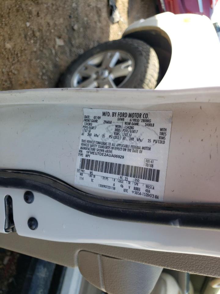 Photo 10 from auction – 2010 FORD EXPLORER X with VIN 1FMEU7DE2AUA06929