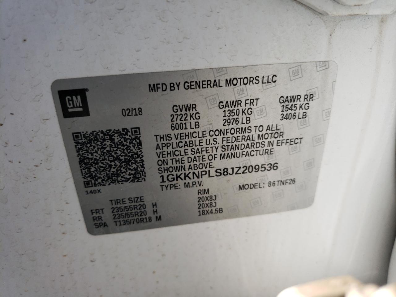 Photo 10 from auction – 2018 GMC ACADIA DEN with VIN 1GKKNPLS8JZ209536