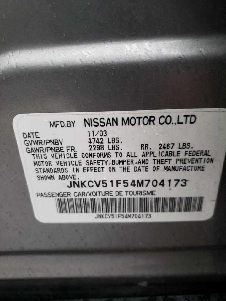 Photo 10 from auction – 2004 INFINITI G35 with VIN JNKCV51F54M704173