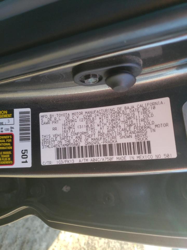 Photo 10 from auction – 2010 TOYOTA TACOMA DOU with VIN 3TMLU4EN7AM055802