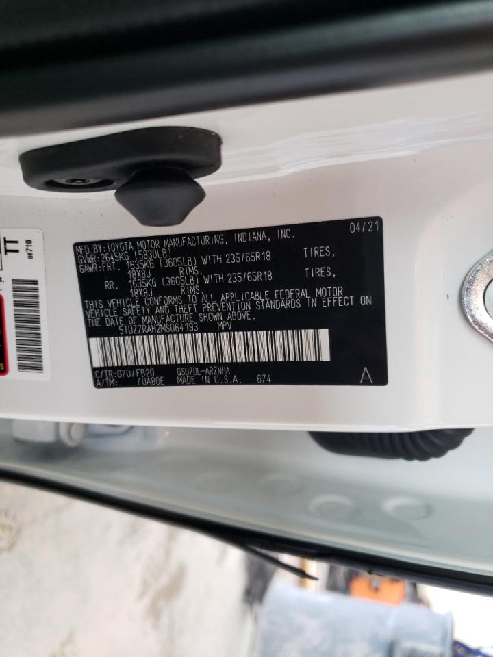 Photo 10 from auction – 2021 TOYOTA HIGHLANDER with VIN 5TDZZRAH2MS064193