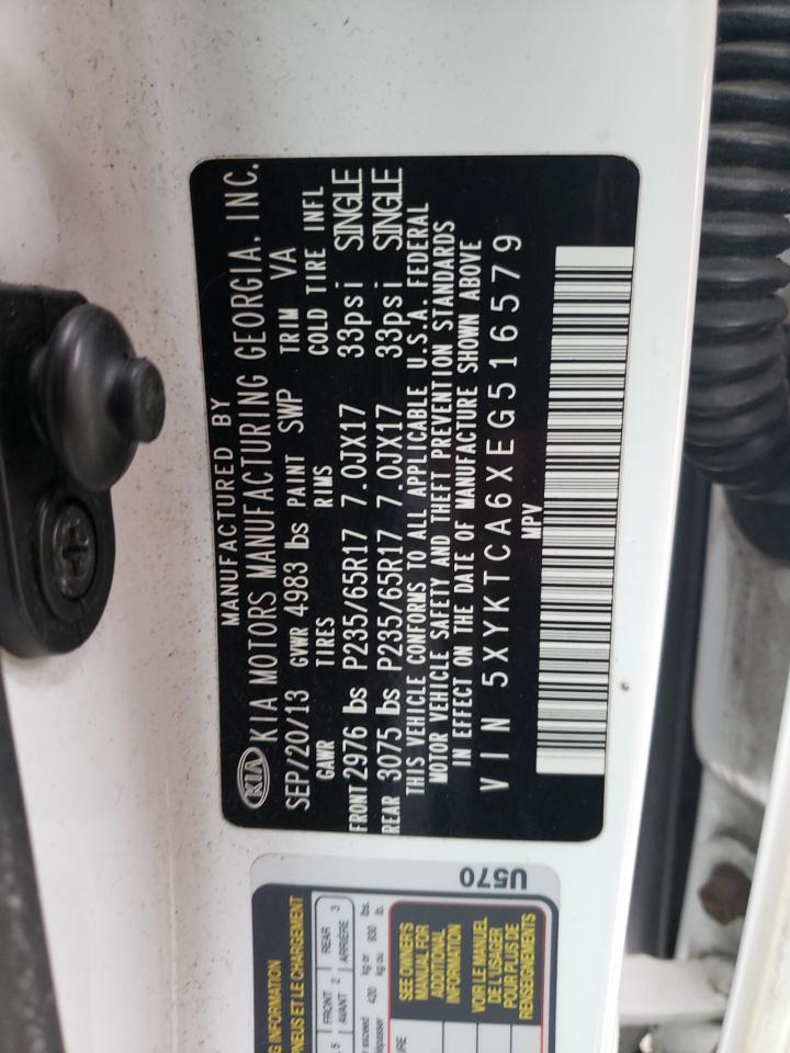 Photo 10 from auction – 2014 KIA SORENTO LX with VIN 5XYKTCA6XEG516579