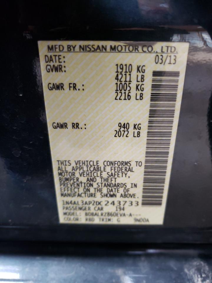 Photo 10 from auction – 2013 NISSAN ALTIMA 2.5 with VIN 1N4AL3AP2DC243733
