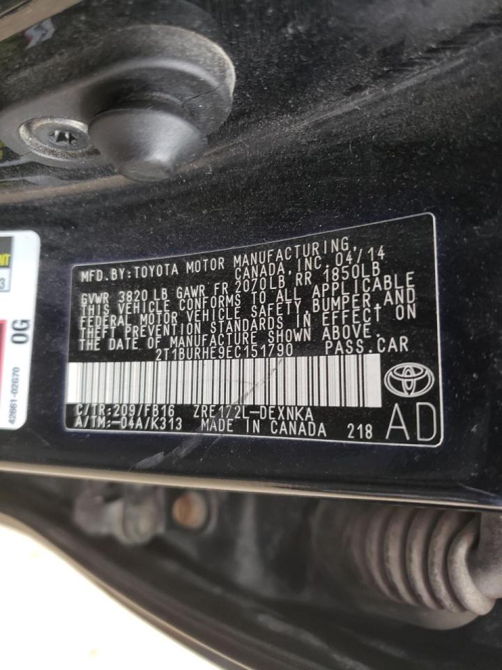 Photo 10 from auction – 2014 TOYOTA COROLLA L with VIN 2T1BURHE9EC151790