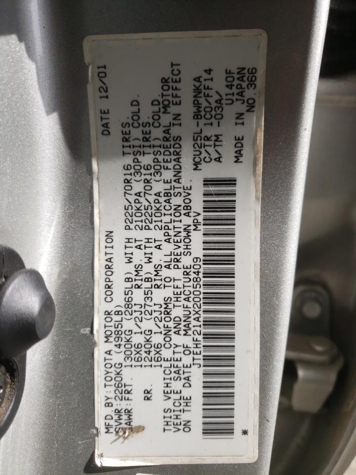Photo 10 from auction – 2002 TOYOTA HIGHLANDER with VIN JTEHF21AX20058409