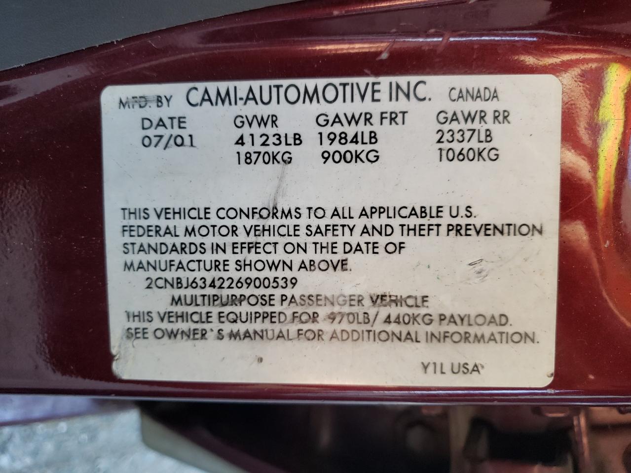 Photo 10 from auction – 2002 CHEVROLET TRACKER LT with VIN 2CNBJ634226900539