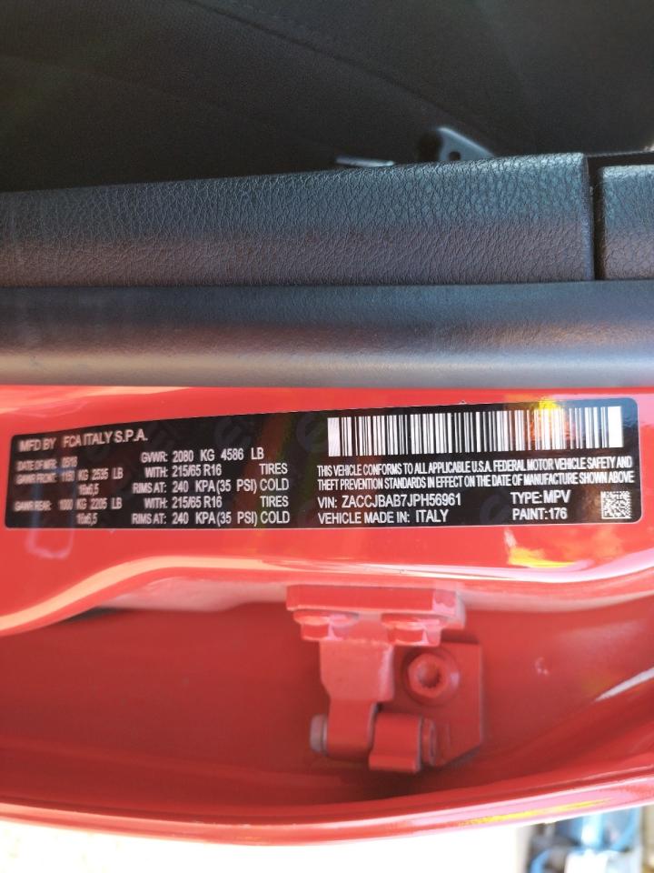 Photo 10 from auction – 2018 JEEP RENEGADE S with VIN ZACCJBAB7JPH56961