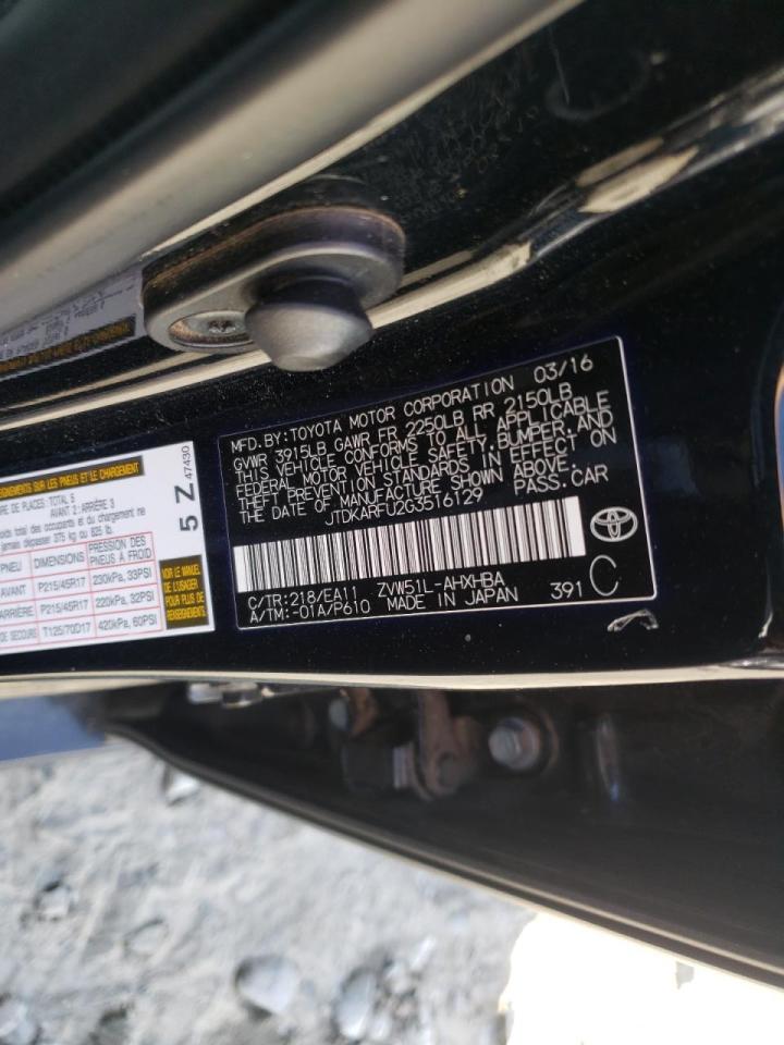 Photo 10 from auction – 2016 TOYOTA PRIUS with VIN JTDKARFU2G3516129
