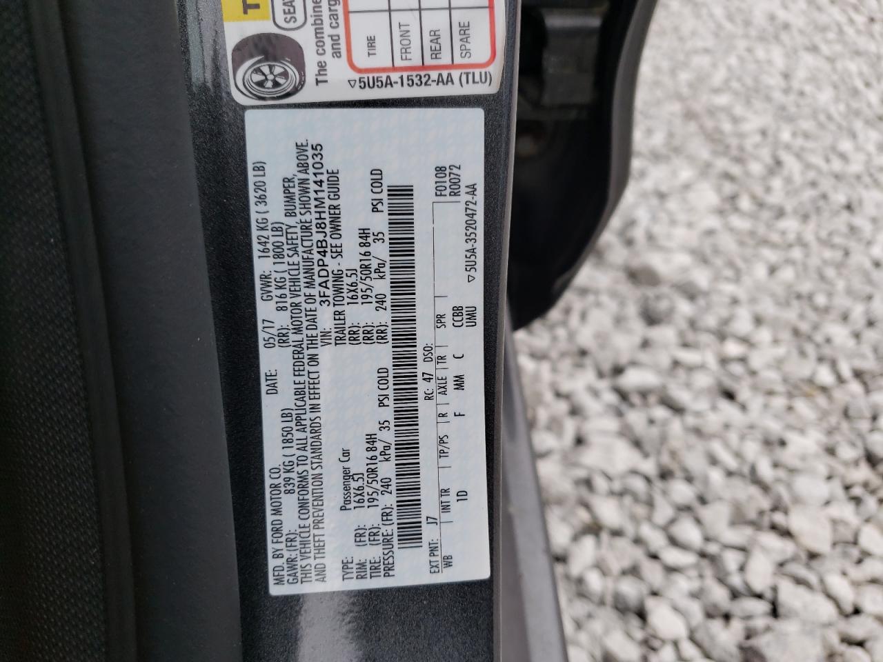 Photo 10 from auction – 2017 FORD FIESTA SE with VIN 3FADP4BJ8HM141035