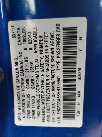 Photo 10 from auction – 2017 HONDA CIVIC EX with VIN 2HGFC3A36HH359941
