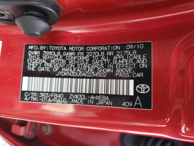 Photo 10 from auction – 2010 TOYOTA PRIUS with VIN JTDKN3DU5A0234502