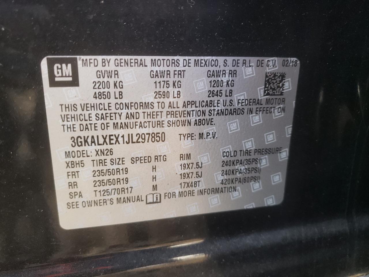 Photo 10 from auction – 2018 GMC TERRAIN DE with VIN 3GKALXEX1JL297850