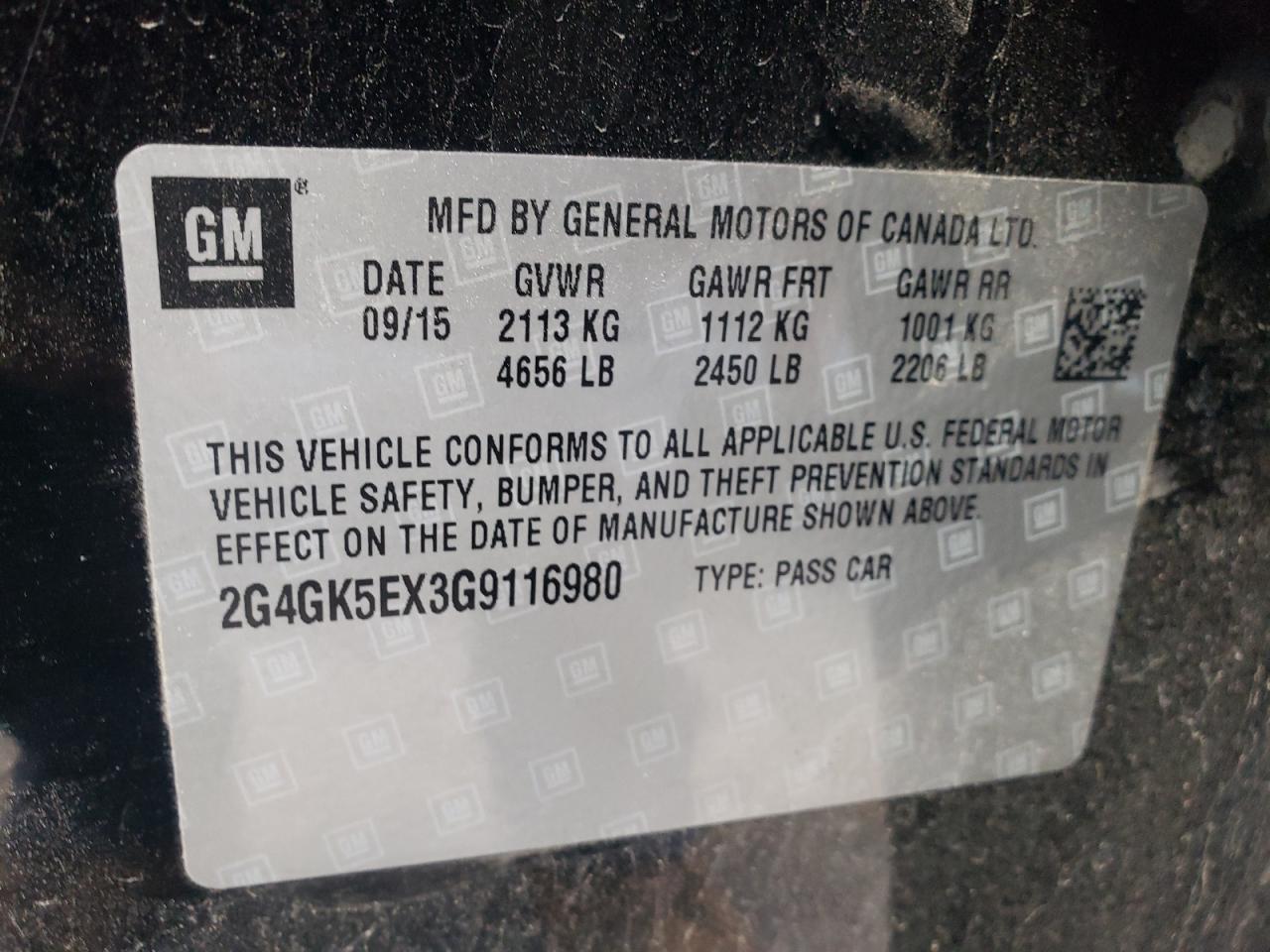 Photo 11 from auction – 2016 BUICK REGAL with VIN 2G4GK5EX3G9116980