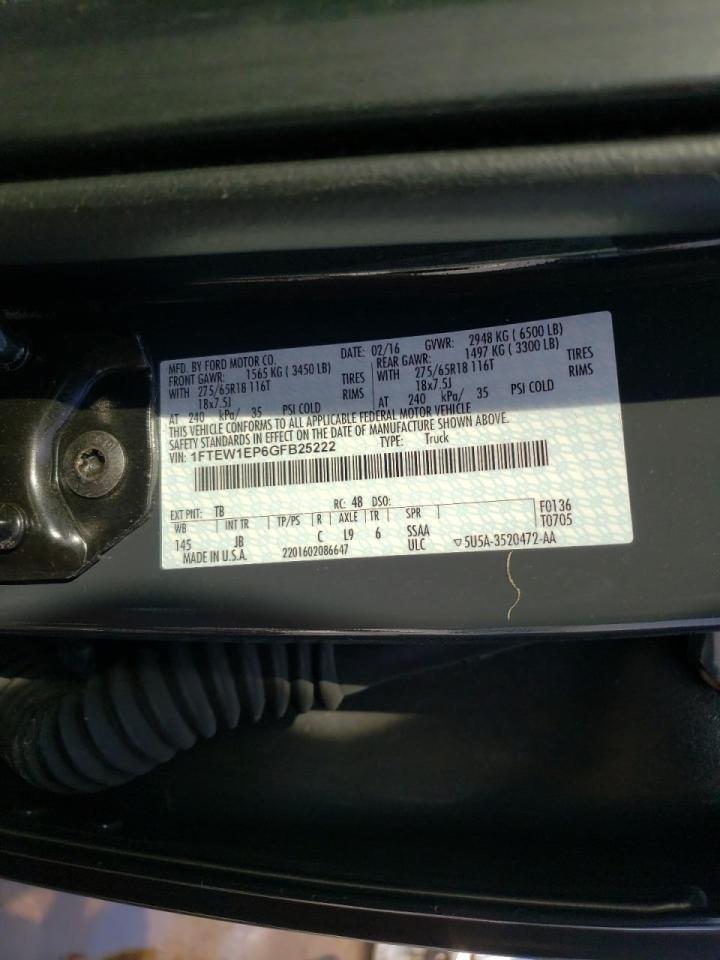 Photo 10 from auction – 2016 FORD F150 SUPER with VIN 1FTEW1EP6GFB25222