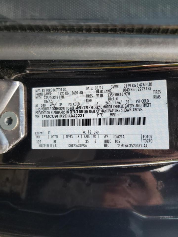 Photo 10 from auction – 2013 FORD ESCAPE SEL with VIN 1FMCU9HX2DUA42221