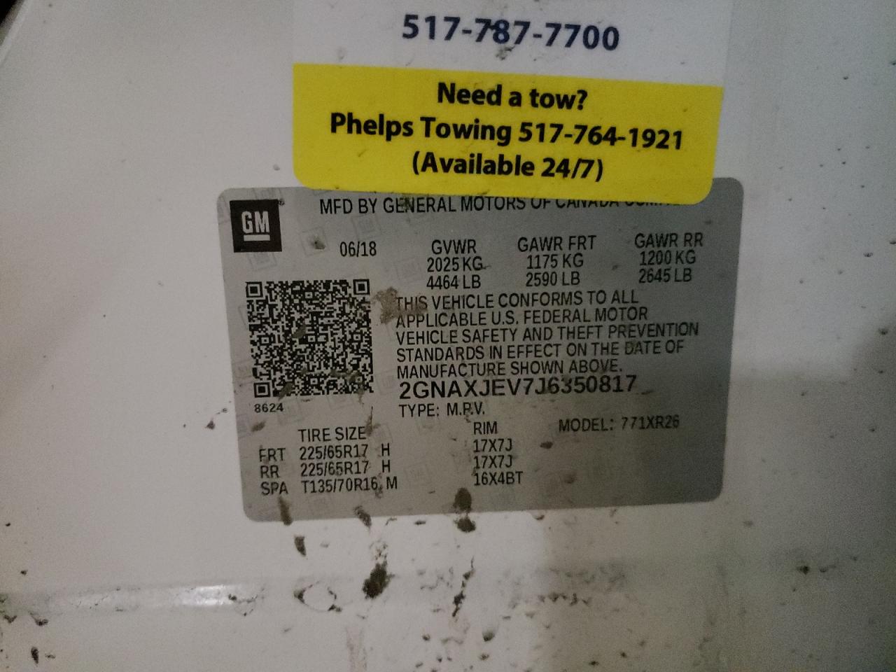Photo 10 from auction – 2018 CHEVROLET EQUINOX LT with VIN 2GNAXJEV7J6350817