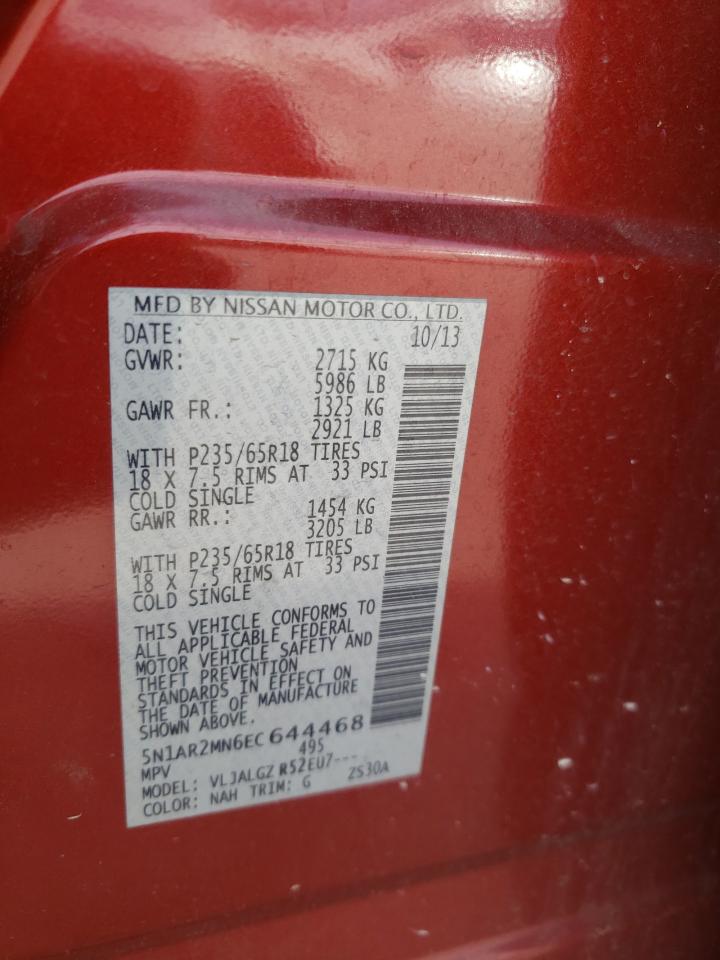 Photo 10 from auction – 2014 NISSAN PATHFINDER with VIN 5N1AR2MN6EC644468