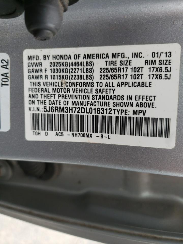 Photo 10 from auction – 2013 HONDA CR-V EXL with VIN 5J6RM3H72DL016312