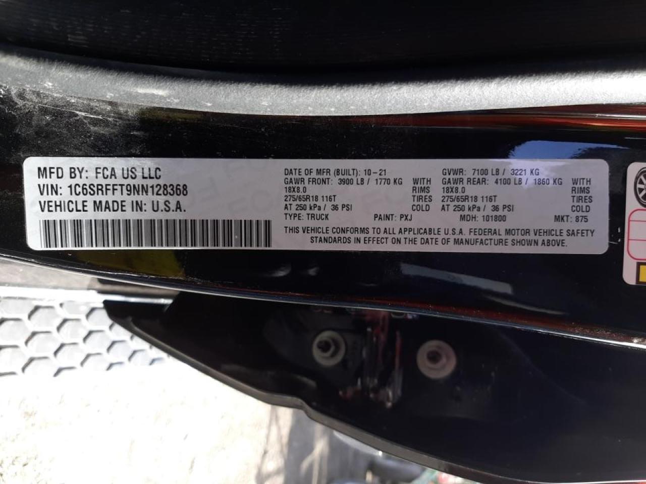 Photo 20 from auction – 2022 RAM 1500 BIG H with VIN 1C6SRFFT9NN128368
