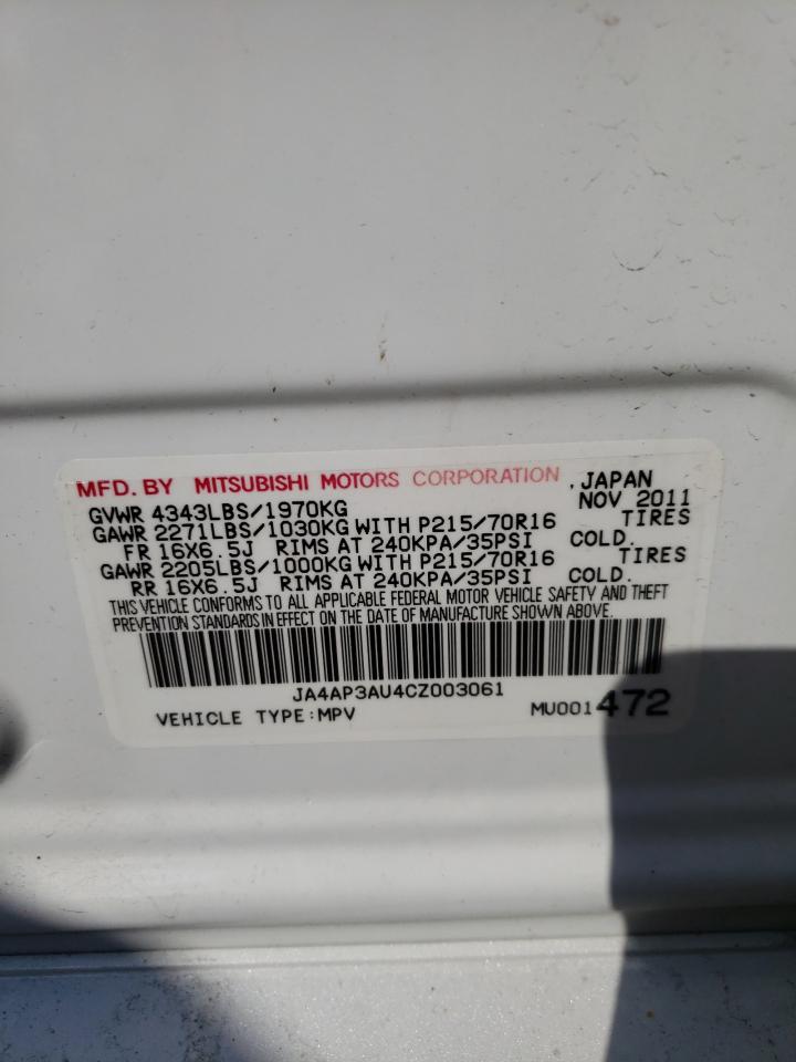 Photo 10 from auction – 2012 MITSUBISHI OUTLANDER with VIN JA4AP3AU4CZ003061