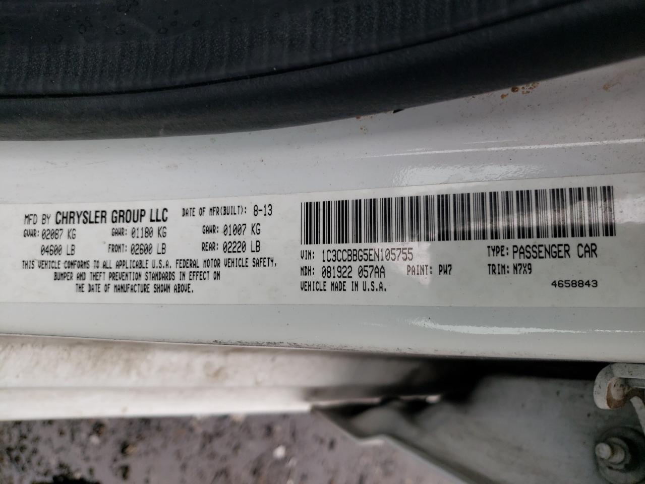 Photo 10 from auction – 2014 CHRYSLER 200 TOURIN with VIN 1C3CCBBG5EN105755