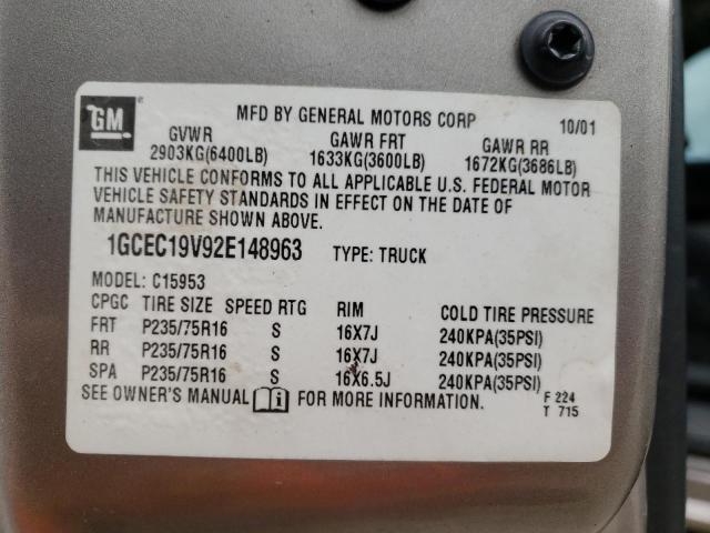 Photo 10 from auction – 2002 CHEVROLET SILVERADO with VIN 1GCEC19V92E148963