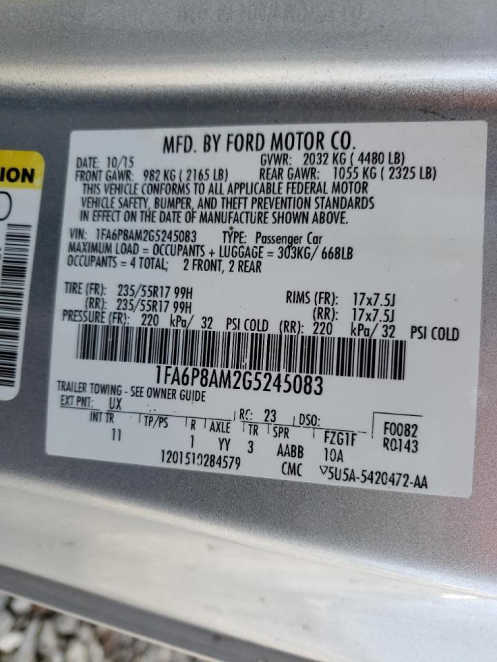 Photo 10 from auction – 2016 FORD MUSTANG with VIN 1FA6P8AM2G5245083