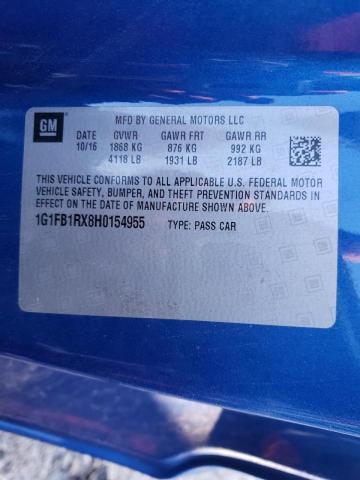 Photo 10 from auction – 2017 CHEVROLET CAMARO LT with VIN 1G1FB1RX8H0154955