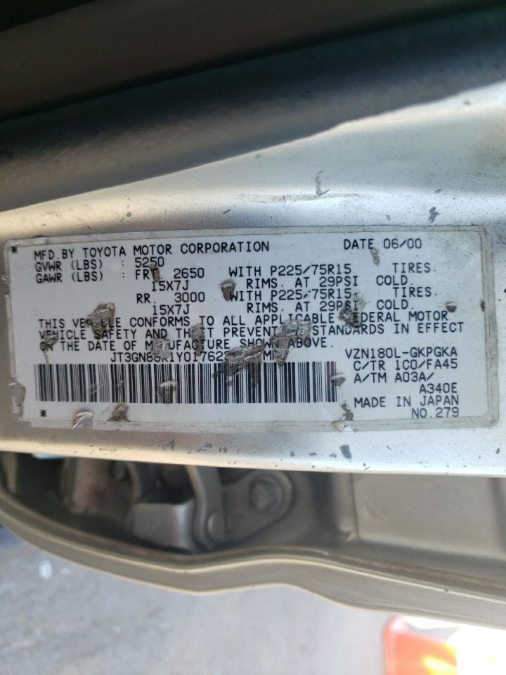 Photo 10 from auction – 2000 TOYOTA 4RUNNER SR with VIN JT3GN86R1Y0176236