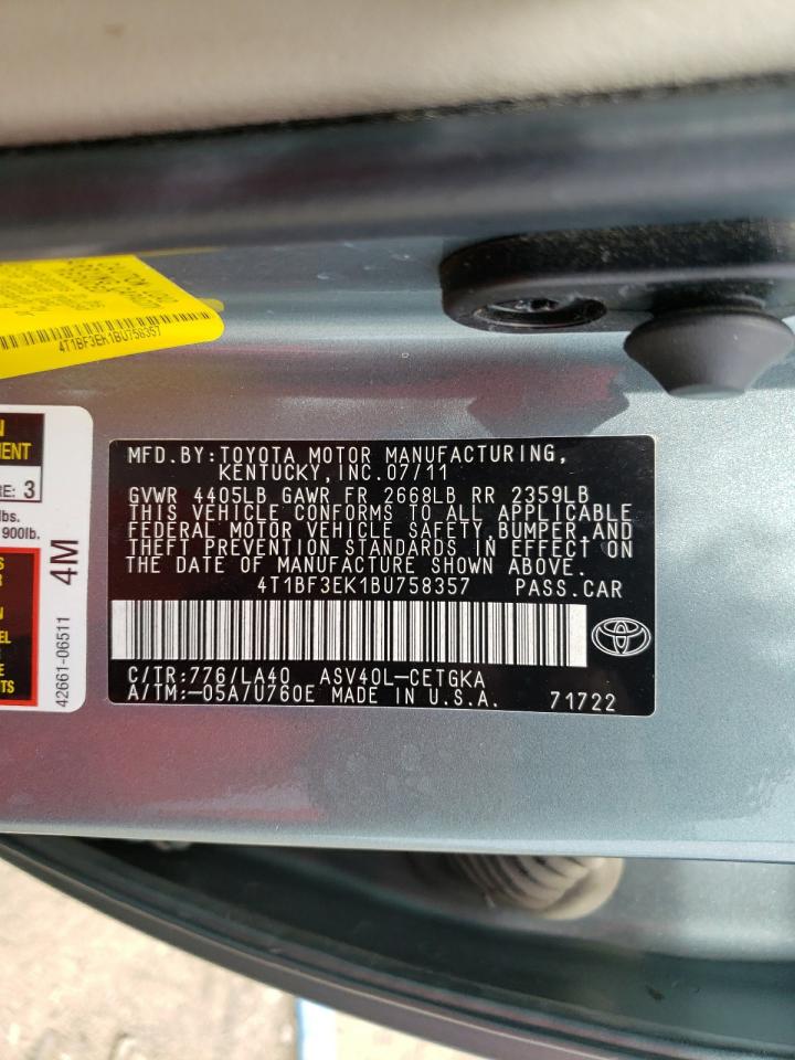 Zdjęcie 10 z aukcji – 2011 TOYOTA CAMRY BASE z VIN 4T1BF3EK1BU758357